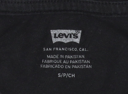 Levi's Women's Black Embroidered Logo Cotton T-Shirt Size S