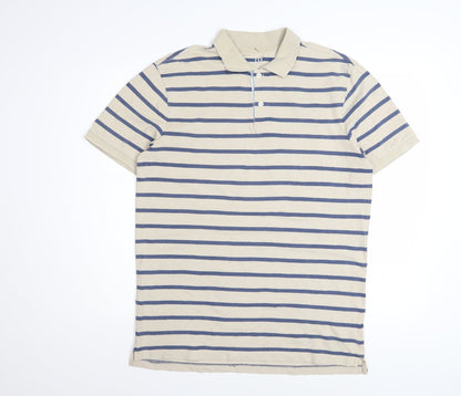GAP Men’s Beige Striped Stretch Cotton Polo Shirt Size M