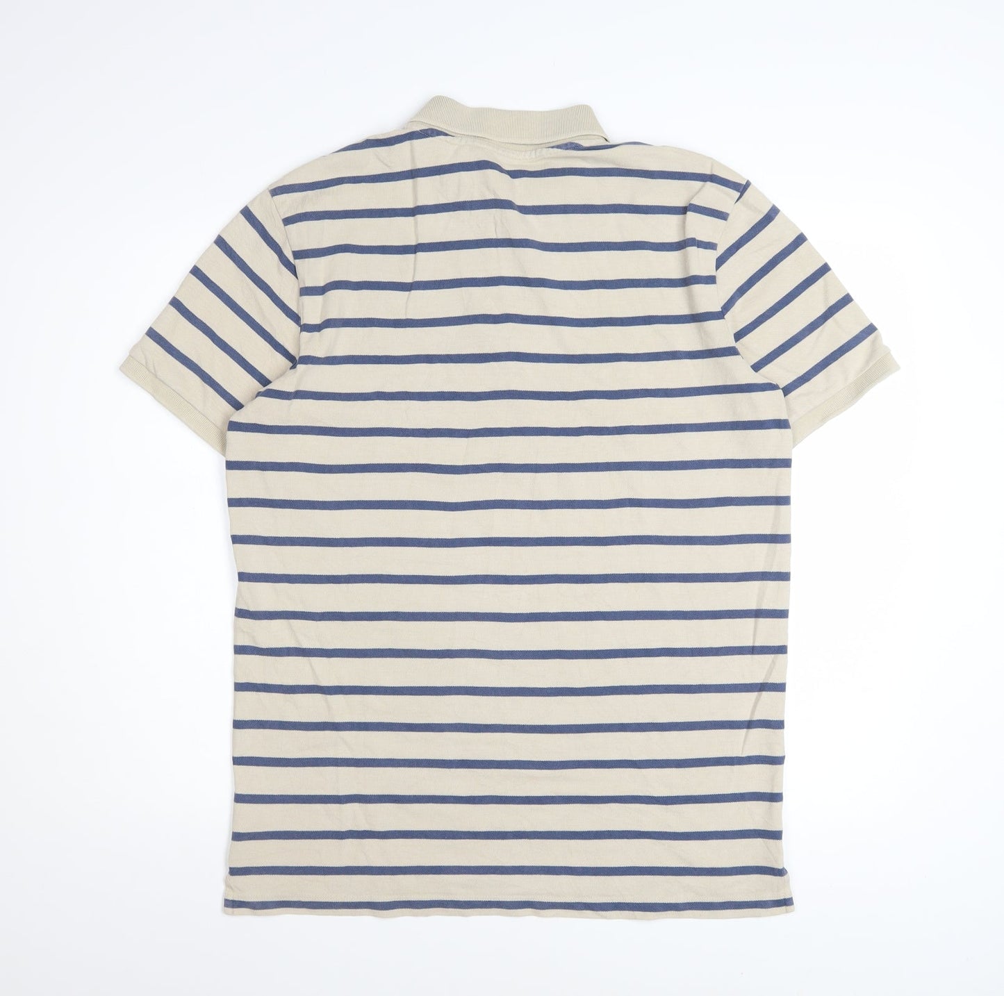 GAP Men’s Beige Striped Stretch Cotton Polo Shirt Size M
