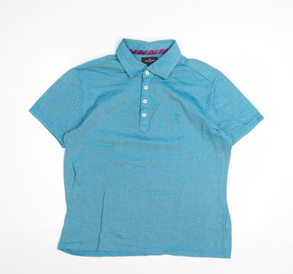 Jeff Banks Men's Blue Cotton Short Sleeve Polo Shirt Size L
