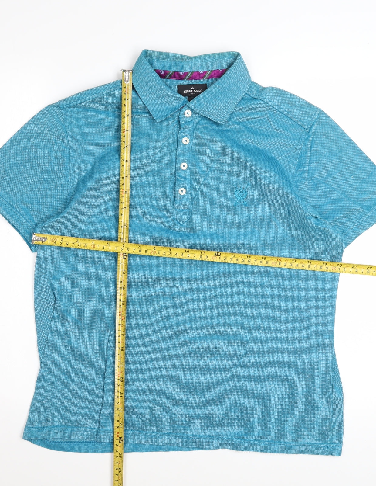Jeff Banks Men's Blue Cotton Short Sleeve Polo Shirt Size L