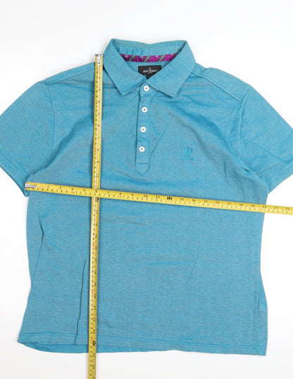 Jeff Banks Men's Blue Cotton Short Sleeve Polo Shirt Size L