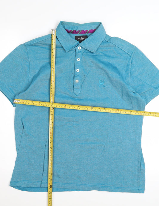 Jeff Banks Men's Blue Cotton Short Sleeve Polo Shirt Size L
