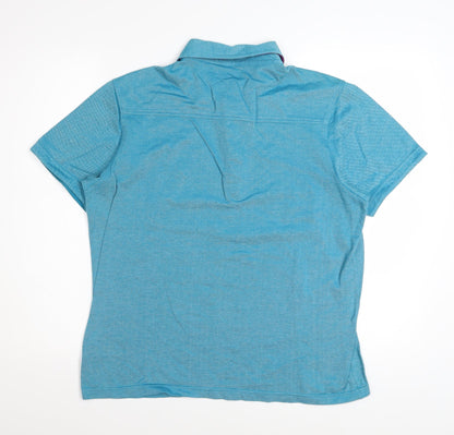 Jeff Banks Men's Blue Cotton Short Sleeve Polo Shirt Size L
