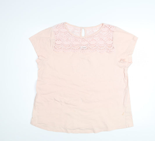 Together Women's Pink Lace Crochet Cotton T-Shirt Size 16
