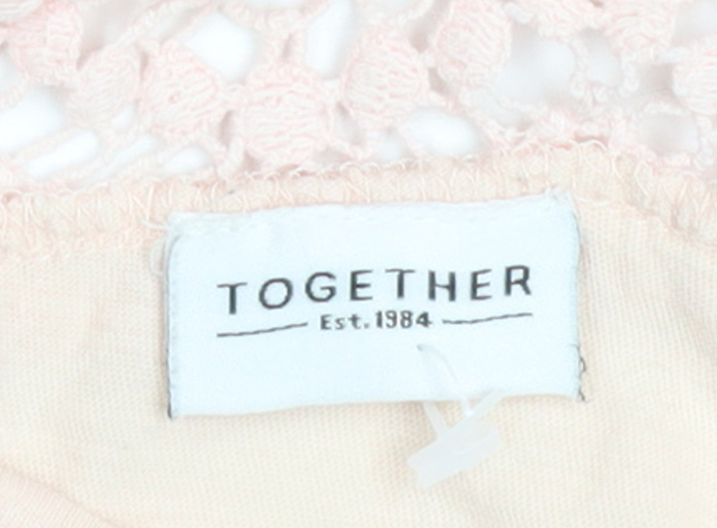 Together Women's Pink Lace Crochet Cotton T-Shirt Size 16