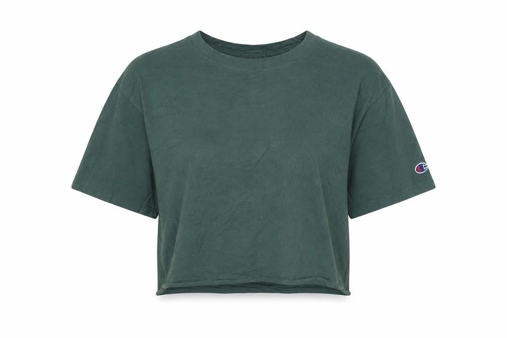 Champion Women's Green Cropped T-Shirt Size S Casual Jersey
