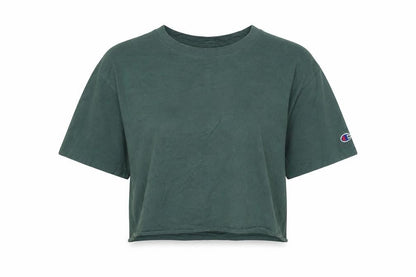 Champion Women's Green Cropped T-Shirt Size S Casual Jersey