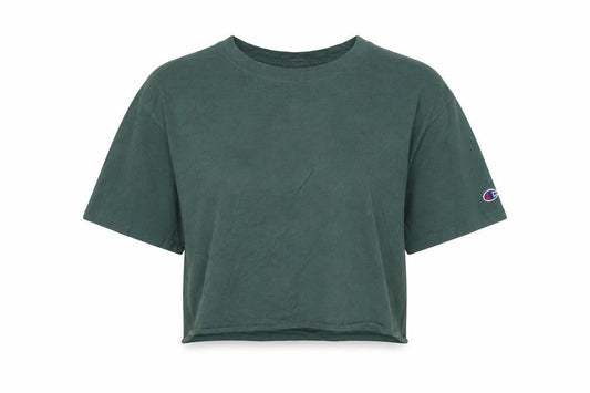 Champion Women's Green Cropped T-Shirt Size S Casual Jersey