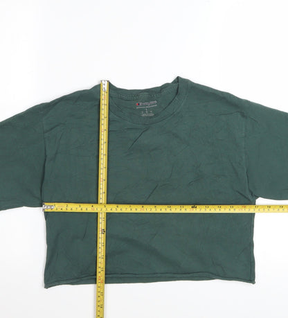 Champion Women's Green Cropped T-Shirt Size S Casual Jersey