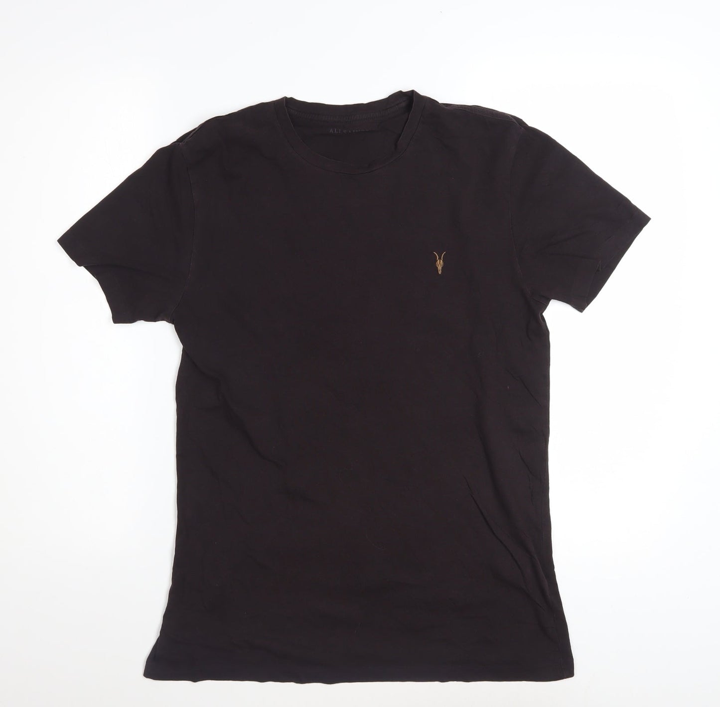 AllSaints Men's Black Slim Fit Crew Neck Cotton T-Shirt Size S