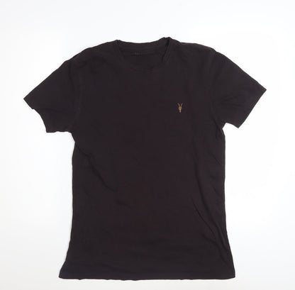 AllSaints Men's Black Slim Fit Crew Neck Cotton T-Shirt Size S