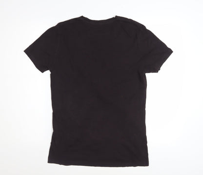 AllSaints Men's Black Slim Fit Crew Neck Cotton T-Shirt Size S
