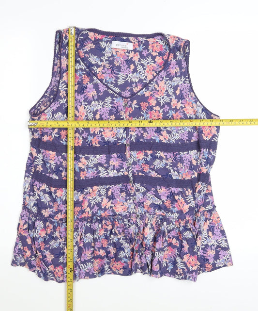 Marks and Spencer Per Una Women’s Multicoloured Floral Sleeveless Tunic Blouse Size 18