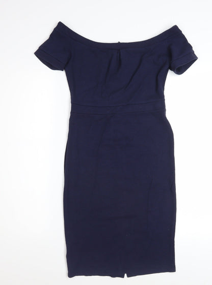 Next Women's Blue Off Shoulder Bodycon Dress Size 8