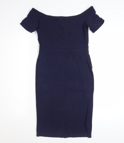 Next Women's Blue Off Shoulder Bodycon Dress Size 8