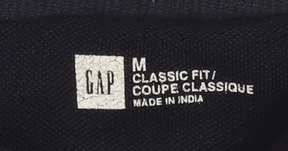 GAP Men's Black Striped Classic Fit Short Sleeve Cotton Polo M