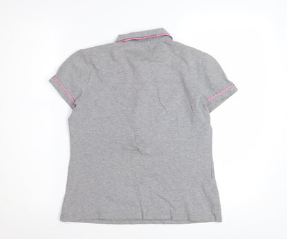 Original Penguin Women's Grey Polo Shirt Small Short Sleeve Cotton