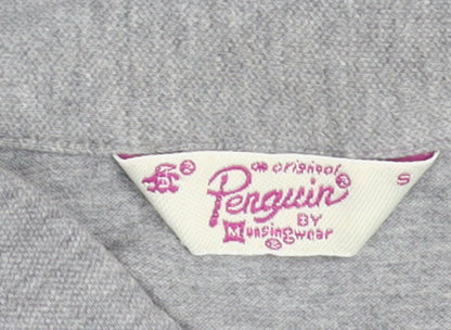Original Penguin Women's Grey Polo Shirt Small Short Sleeve Cotton