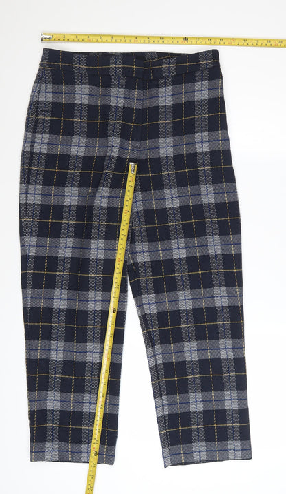Marks and Spencer Women Blue Plaid Trousers Size 10 Straight Leg