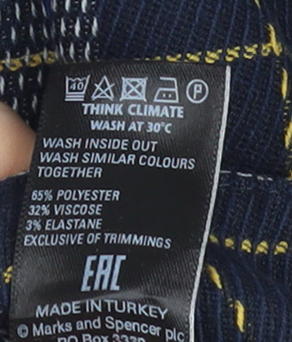 Marks and Spencer Women Blue Plaid Trousers Size 10 Straight Leg