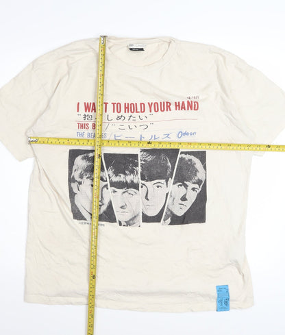Pull & Bear The Beatles Ivory Women's T-Shirt L Short Sleeve Graphic Retro