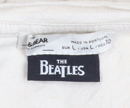 Pull & Bear The Beatles Ivory Women's T-Shirt L Short Sleeve Graphic Retro