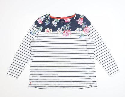 Joules Women’s Multicoloured Floral Stripe Long Sleeve Cotton Top Size 18