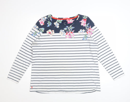Joules Women’s Multicoloured Floral Stripe Long Sleeve Cotton Top Size 18