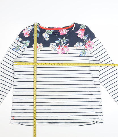 Joules Women’s Multicoloured Floral Stripe Long Sleeve Cotton Top Size 18