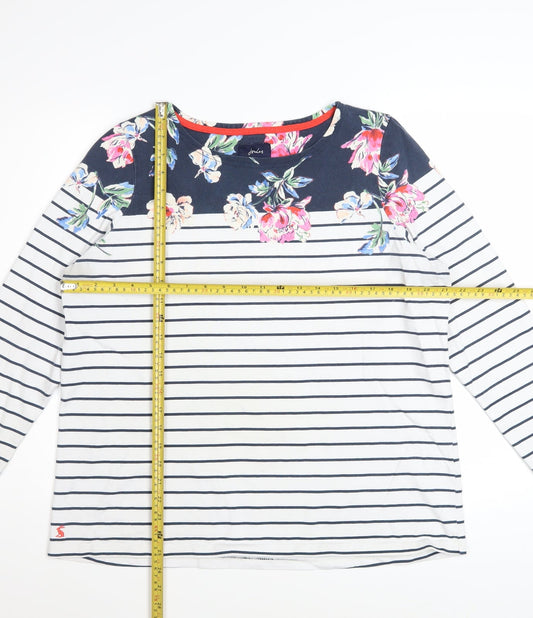 Joules Women’s Multicoloured Floral Stripe Long Sleeve Cotton Top Size 18