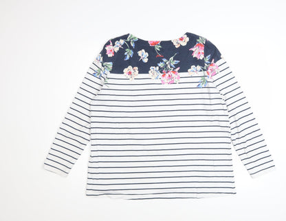 Joules Women’s Multicoloured Floral Stripe Long Sleeve Cotton Top Size 18