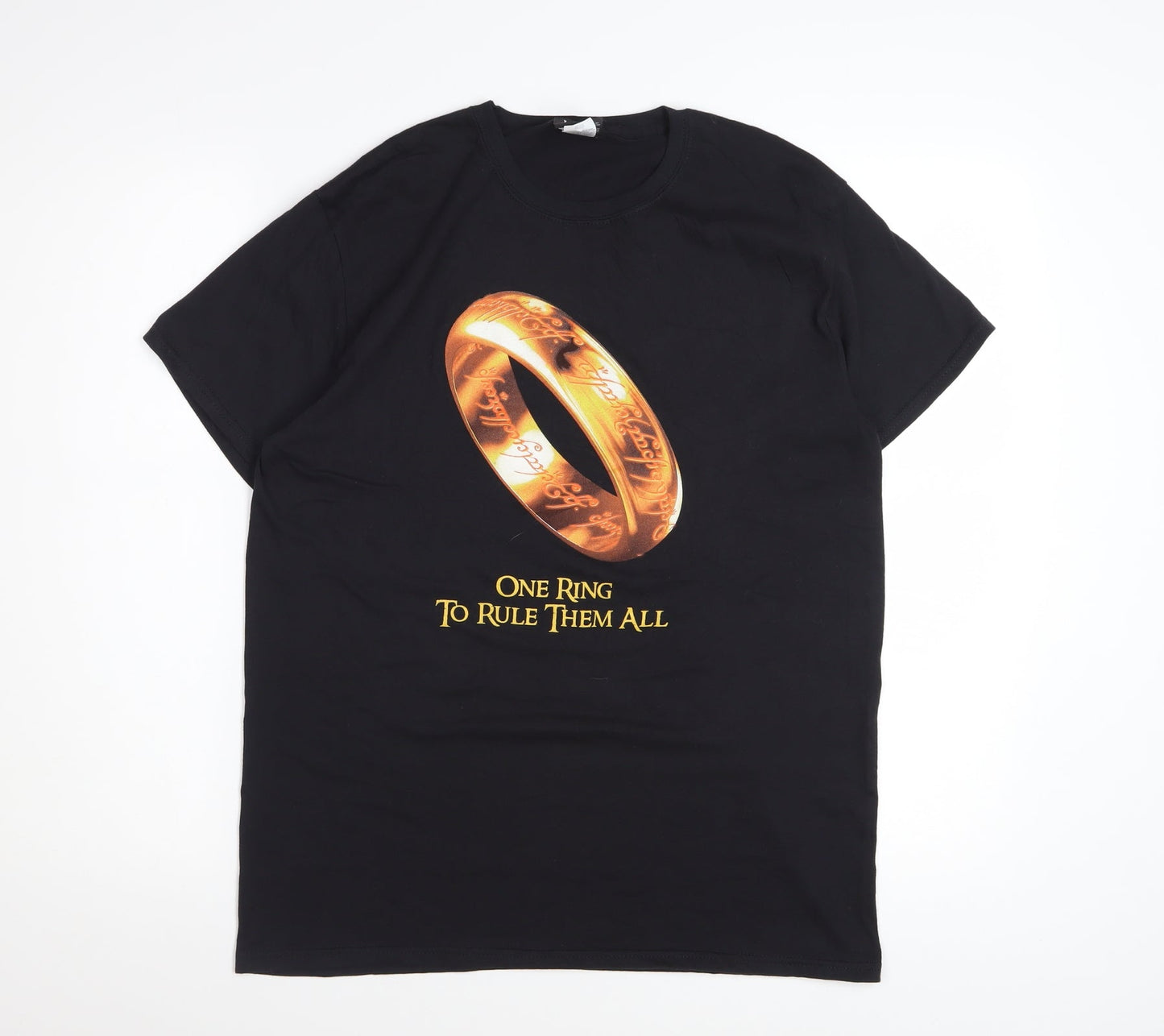 The Lord of the Rings Men's Black Graphic T-Shirt L Cotton Fantasy Tee