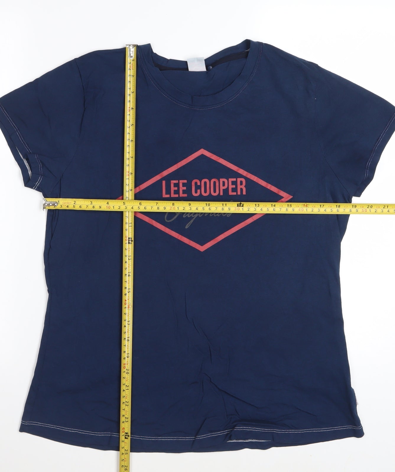 Lee Cooper Women's Blue Crew Neck Short Sleeve Cotton T-Shirt Size 18
