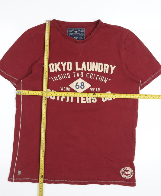 Tokyo Laundry Men's Red Graphic Regular Fit Cotton T-Shirt Size M