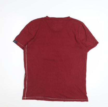 Tokyo Laundry Men's Red Graphic Regular Fit Cotton T-Shirt Size M