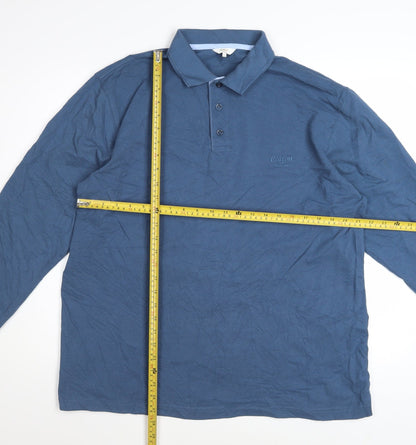 Cotton Traders Men's Steel Blue Long Sleeve Polo Shirt L 100% Cotton