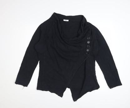Alice C Women Black Size 20 Cowl Neck Wrap Blouse Long Sleeve Cotton