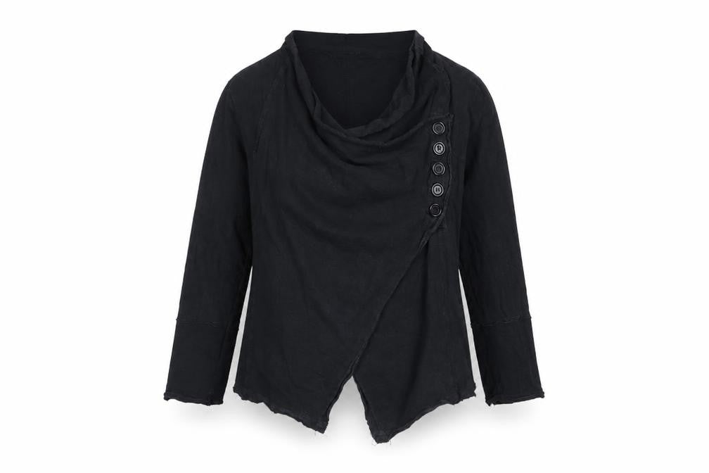 Alice C Women Black Size 20 Cowl Neck Wrap Blouse Long Sleeve Cotton