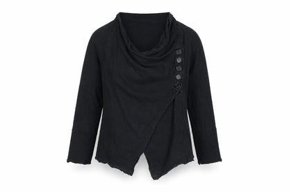 Alice C Women Black Size 20 Cowl Neck Wrap Blouse Long Sleeve Cotton