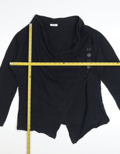Alice C Women Black Size 20 Cowl Neck Wrap Blouse Long Sleeve Cotton