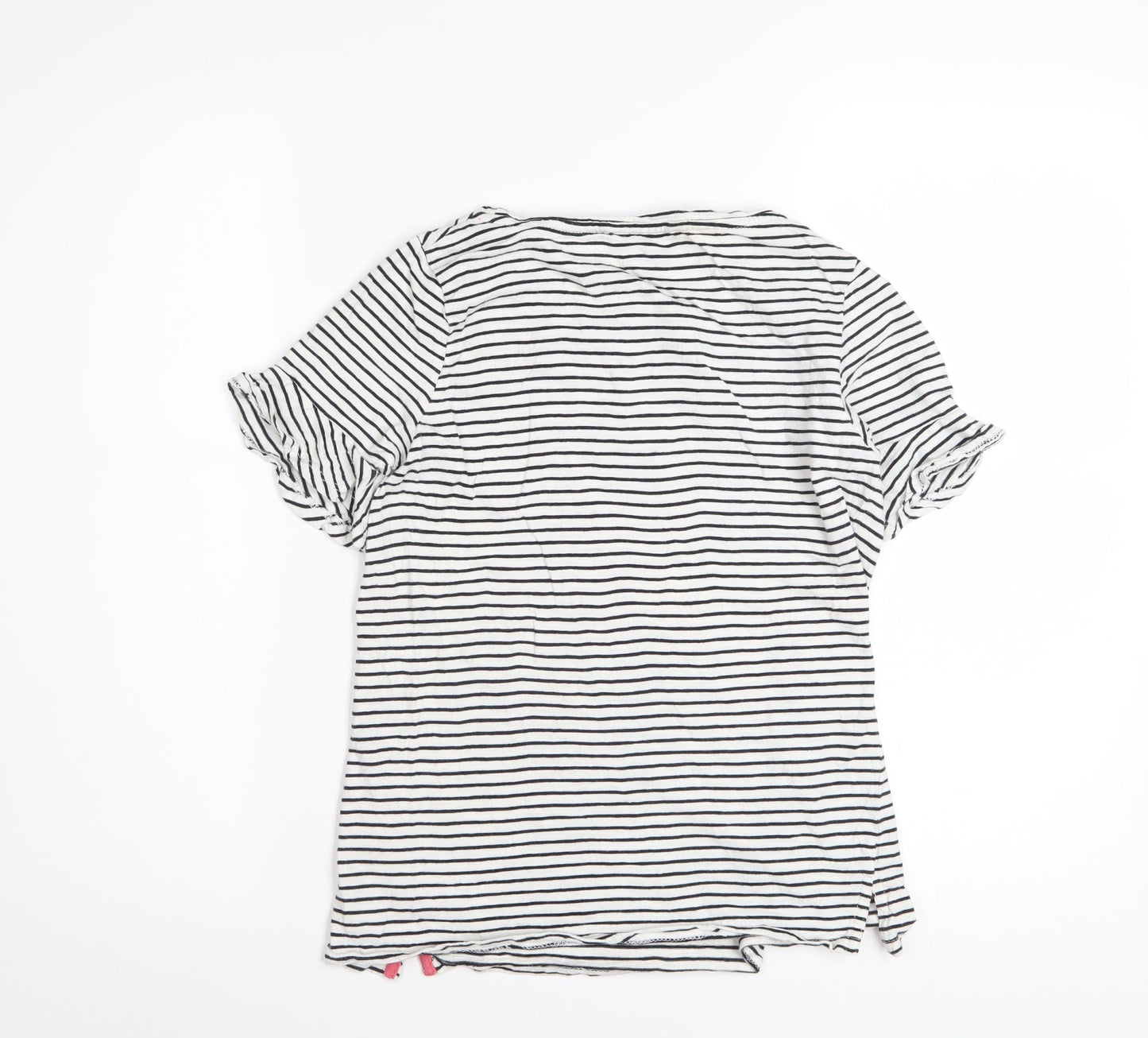 Oasis Women’s White Striped Embroidered T-Shirt XS
