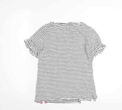 Oasis Women’s White Striped Embroidered T-Shirt XS