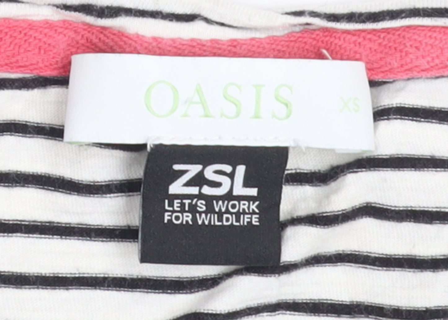 Oasis Women’s White Striped Embroidered T-Shirt XS