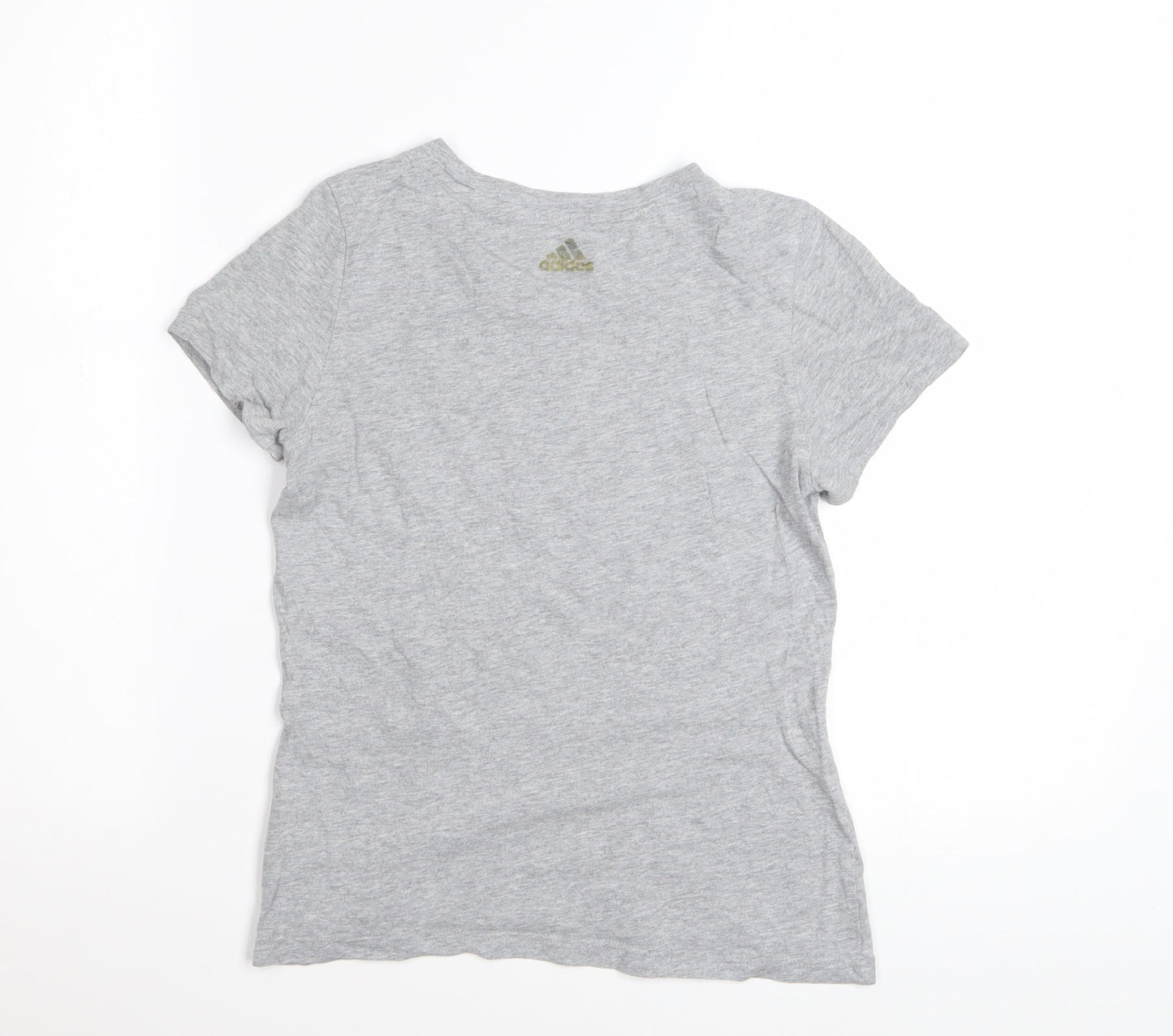 Adidas Girls Grey Logo Cotton T-Shirt 11-12 Years Casual Sportswear