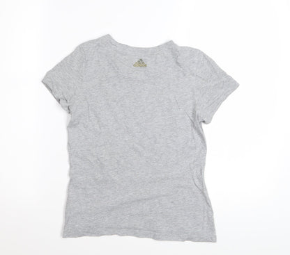 Adidas Girls Grey Logo Cotton T-Shirt 11-12 Years Casual Sportswear