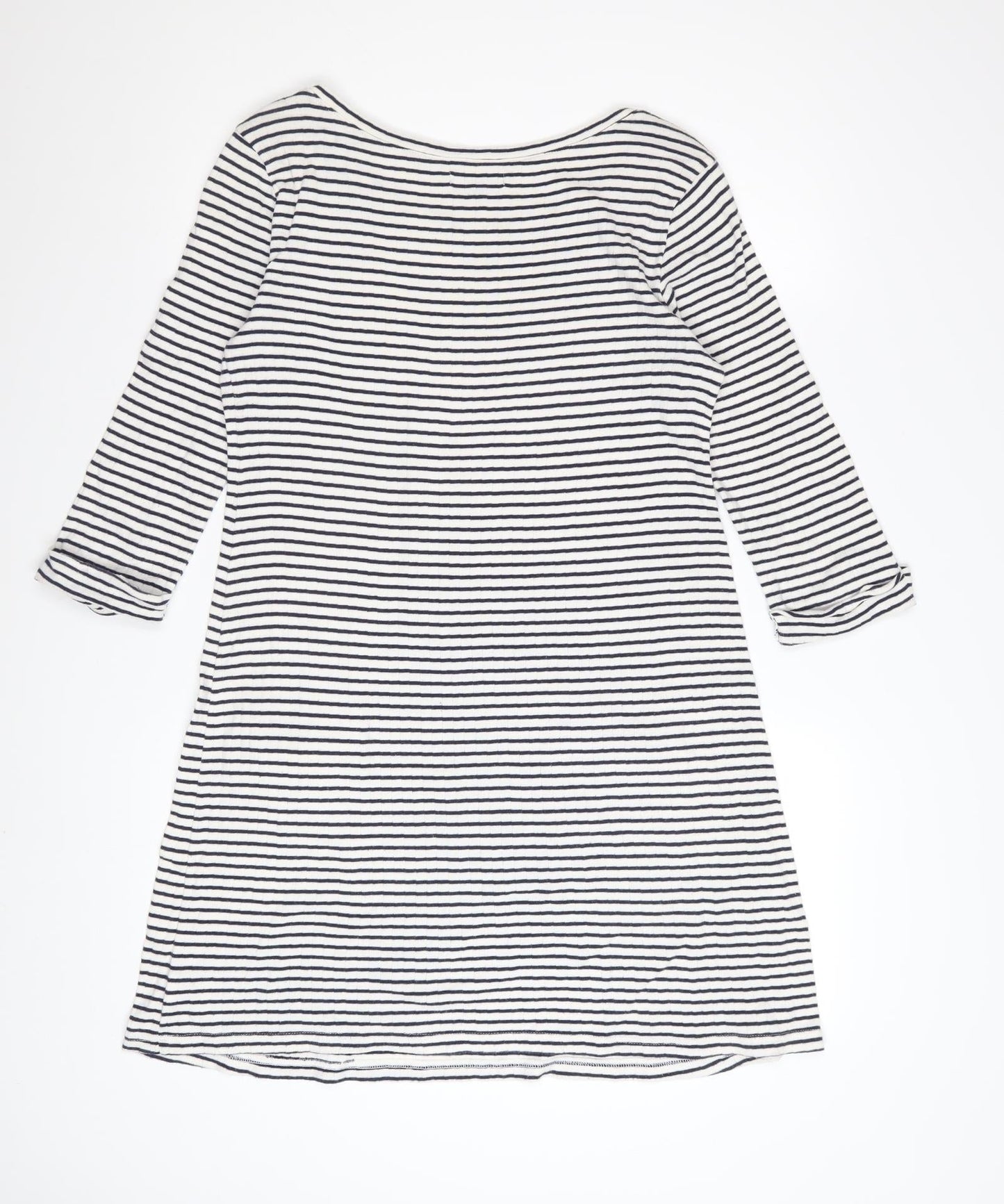 Gap Women’s White Striped Boat Neck 3/4 Sleeve Cotton Shift Dress M