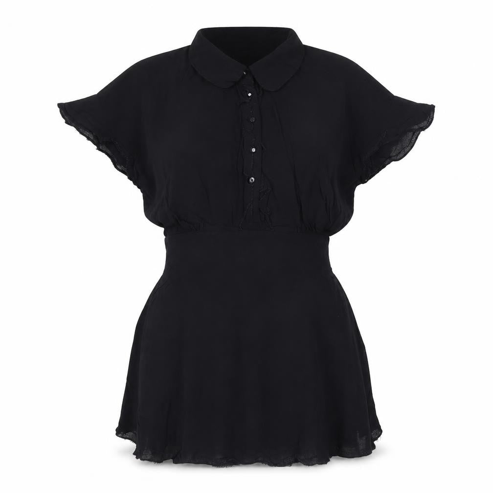 RJR.John Rocha Women's Black Viscose Collared Tunic Blouse Size 10