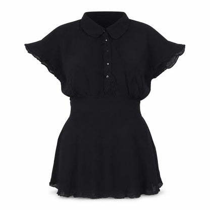 RJR.John Rocha Women's Black Viscose Collared Tunic Blouse Size 10
