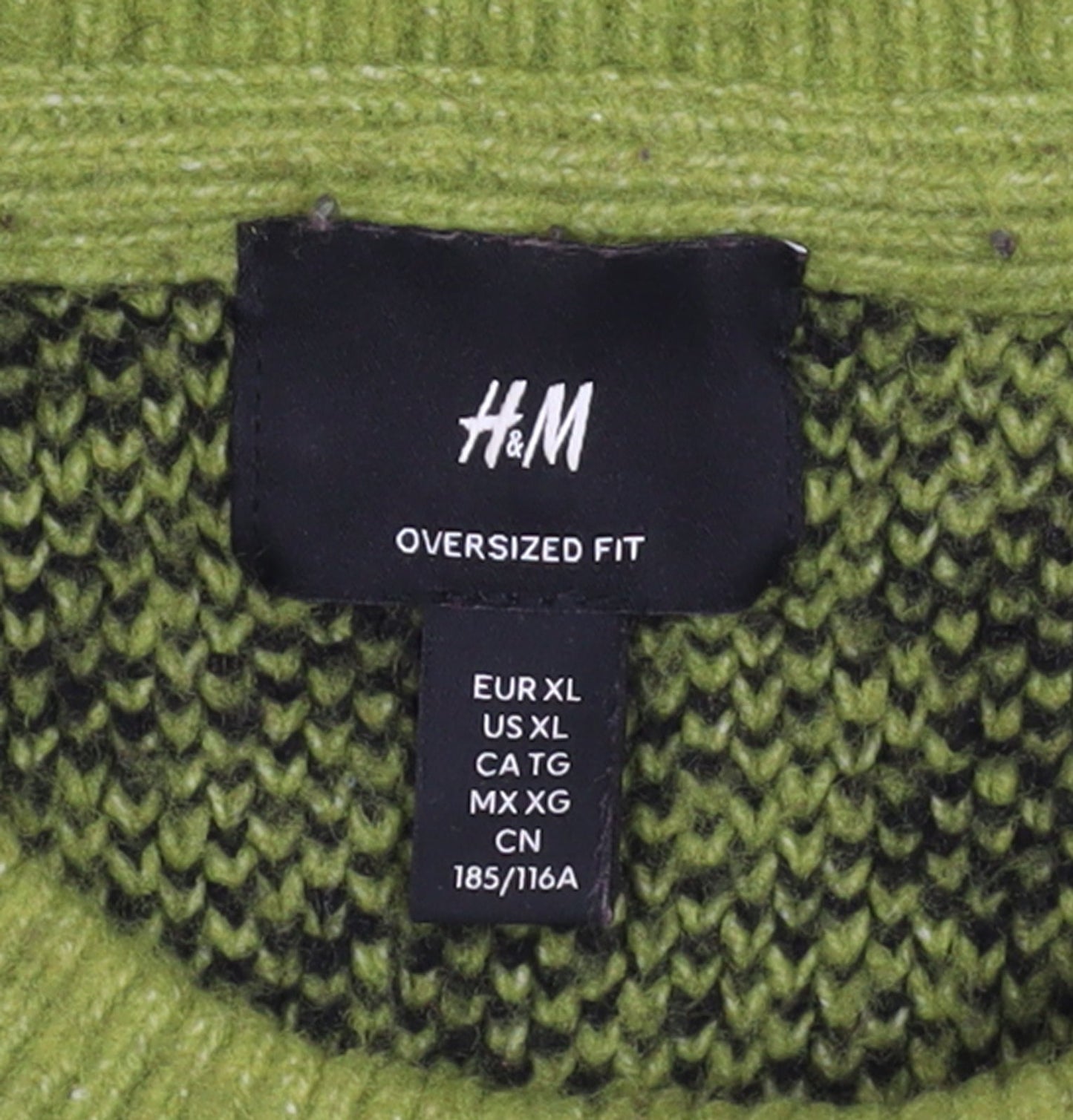 H&M Women’s Green Leopard Print Oversized Knit Jumper XL